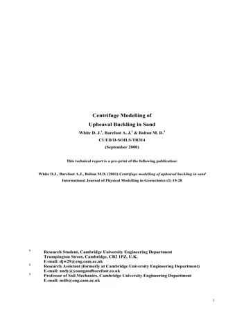 Más sobre Modelado en centrífuga del abultamiento ascendente en arena.