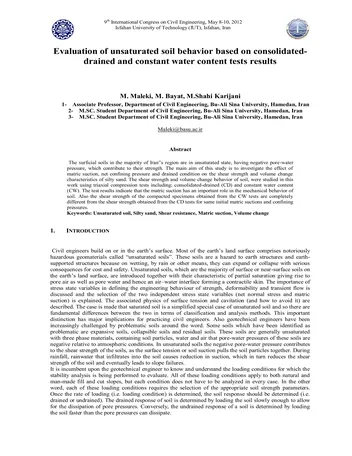 Más sobre Evaluación del Comportamiento de Suelos No Saturados Basado en Ensayos Consolidados y Drenados