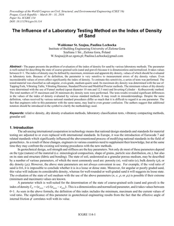 Más sobre La Influencia de un Método de Pruebas de Laboratorio en el Índice de Densidad.